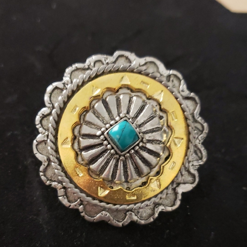 Silver And Gold-Tone Statement Ring - image 1